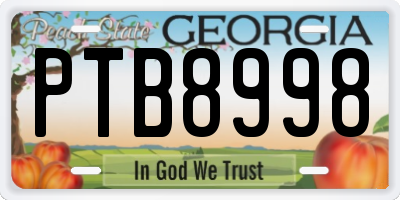 GA license plate PTB8998
