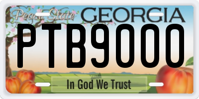 GA license plate PTB9000