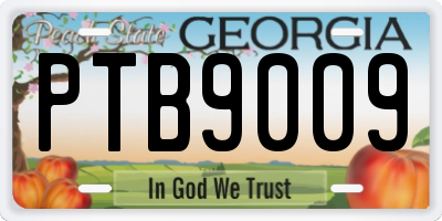 GA license plate PTB9009