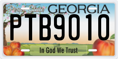 GA license plate PTB9010