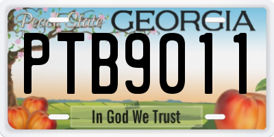 GA license plate PTB9011