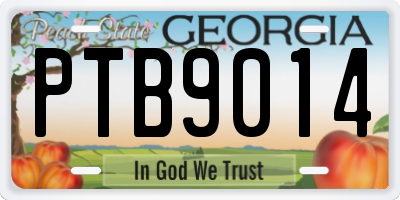 GA license plate PTB9014