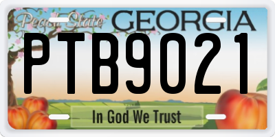 GA license plate PTB9021