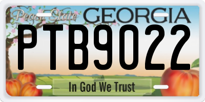 GA license plate PTB9022