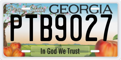 GA license plate PTB9027