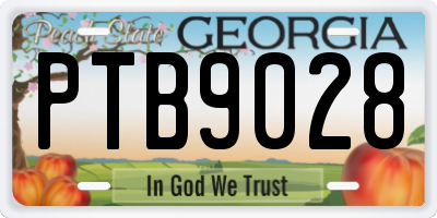 GA license plate PTB9028