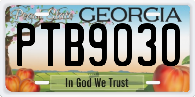 GA license plate PTB9030