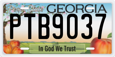GA license plate PTB9037