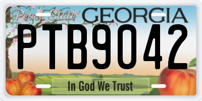 GA license plate PTB9042