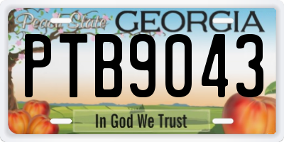 GA license plate PTB9043