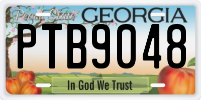 GA license plate PTB9048