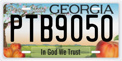 GA license plate PTB9050