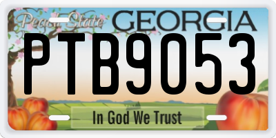 GA license plate PTB9053