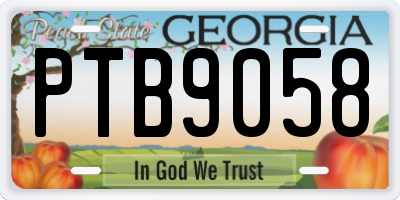 GA license plate PTB9058