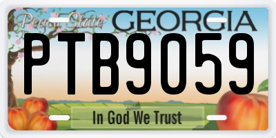 GA license plate PTB9059