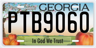 GA license plate PTB9060