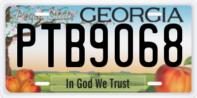GA license plate PTB9068