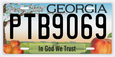 GA license plate PTB9069