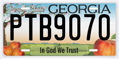 GA license plate PTB9070