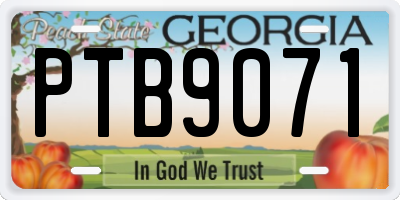 GA license plate PTB9071