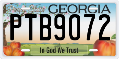 GA license plate PTB9072