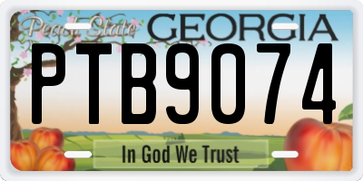 GA license plate PTB9074