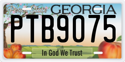 GA license plate PTB9075