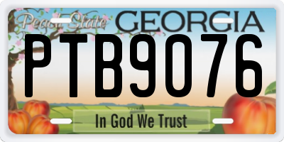 GA license plate PTB9076