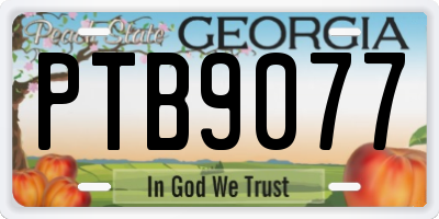 GA license plate PTB9077