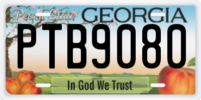 GA license plate PTB9080