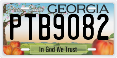 GA license plate PTB9082
