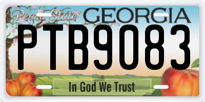 GA license plate PTB9083