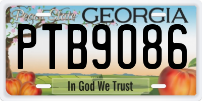 GA license plate PTB9086