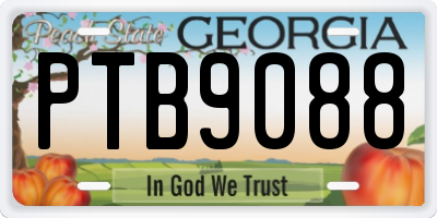 GA license plate PTB9088