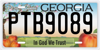 GA license plate PTB9089