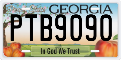 GA license plate PTB9090