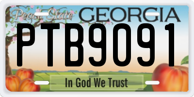 GA license plate PTB9091