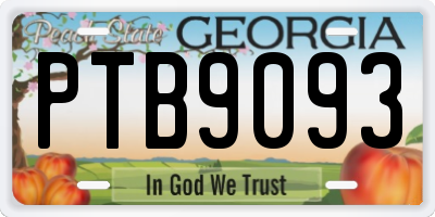 GA license plate PTB9093