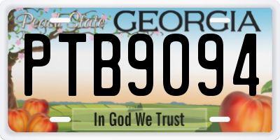 GA license plate PTB9094