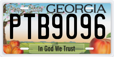 GA license plate PTB9096