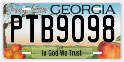 GA license plate PTB9098
