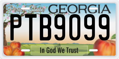 GA license plate PTB9099