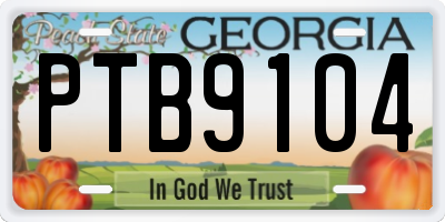 GA license plate PTB9104