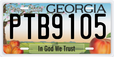 GA license plate PTB9105