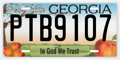 GA license plate PTB9107