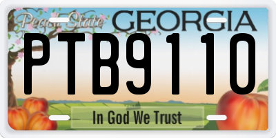 GA license plate PTB9110
