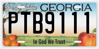 GA license plate PTB9111