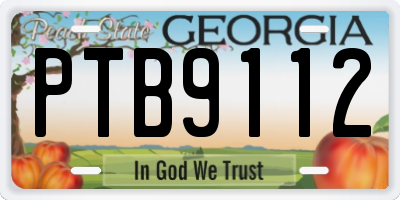GA license plate PTB9112
