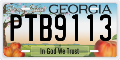 GA license plate PTB9113