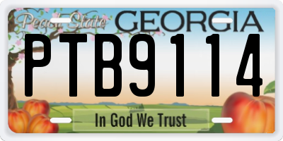 GA license plate PTB9114